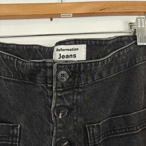 Reformation Straight Leg Elsie Black Washed Out High Rise Jeans Size 29 Women's - Picture 10 of 16